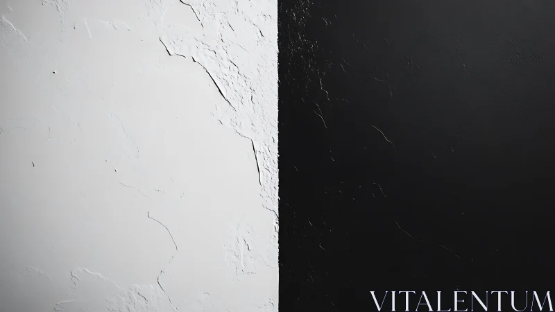 Bipartite textured wall surface with sharp black and white division