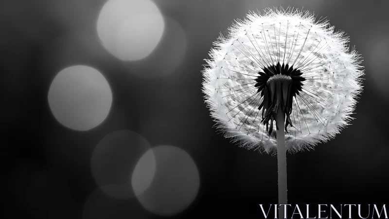 Soft dandelion glow against dreamy blurred night lights.