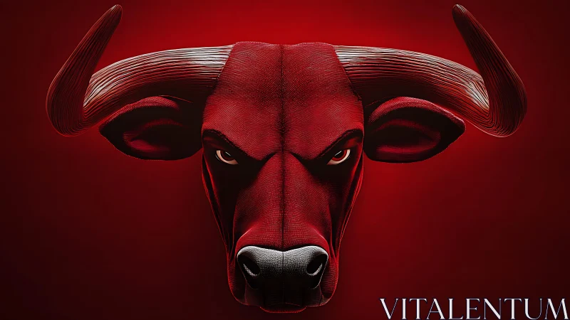 Bold red bull portrait glowing with fierce, steady strength.