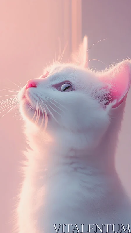 White feline portrait rendered in soft gradient lighting.
