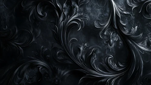 Dark metallic flourishes curl through shadowed texture.