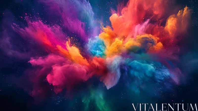 Vibrant cosmic color explosion floats in deep midnight space