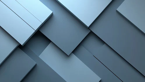 Layered blue panels form minimal geometric abstract plane.