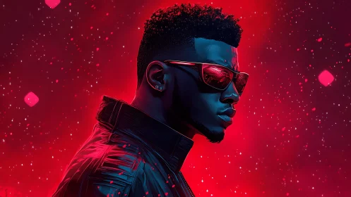 Chromatic neon portrait with high-contrast cybernetic lighting.