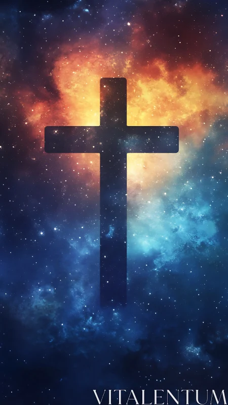 Radiant cosmic cross rises in a glowing galactic nebula