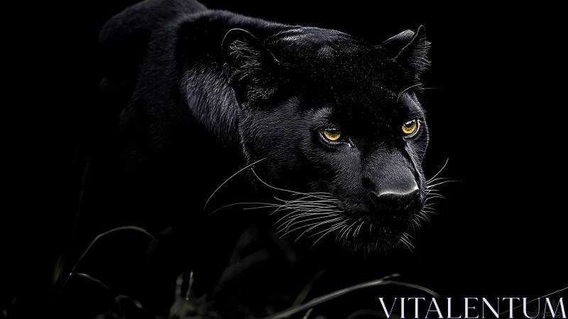 Obsidian Gaze Pierces the Void with Amber Intensity