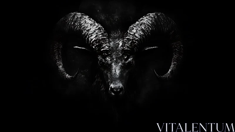 Midnight ram carves its silhouette from sculpted shadow