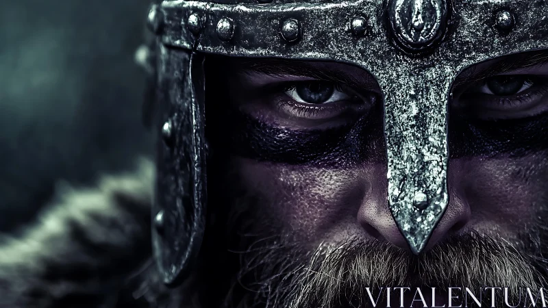 Cinematic close-up of armored Viking warrior portrait study.