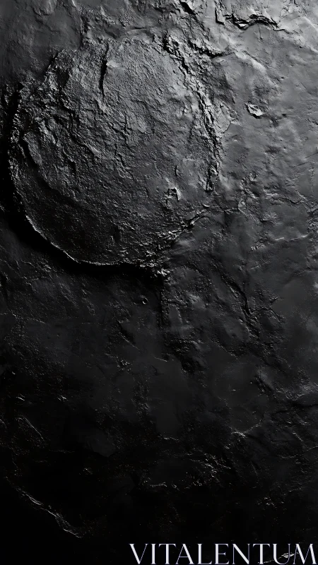 Textured black crater relief under stark directional light.