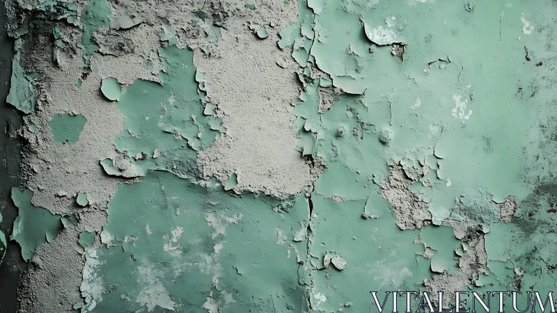 Weathered green wall with peeling paint and textured decay.