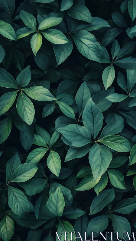 Dense overlapping foliage with cool-toned pinnate leaves