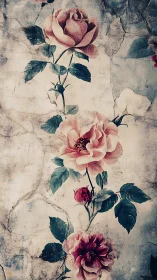 Faded rose ladder climbing across a cracked dream wall.