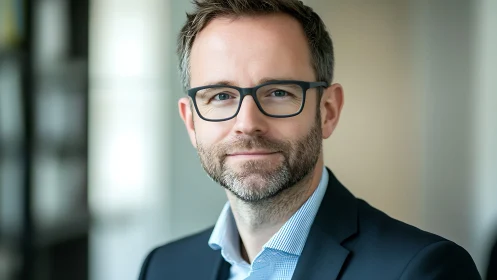 Professional portrait of confident businessman in office.