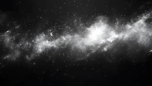 Monochrome galactic nebula band in high-contrast digital rendering.