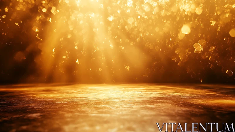 Illuminated textured surface reflects dense golden light field