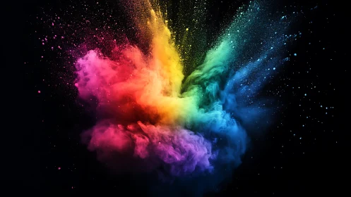 Exploding spectrum cloud in vivid high-speed color burst.