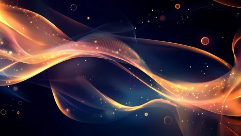 Golden Light Waves Flow Through Dark Space.
