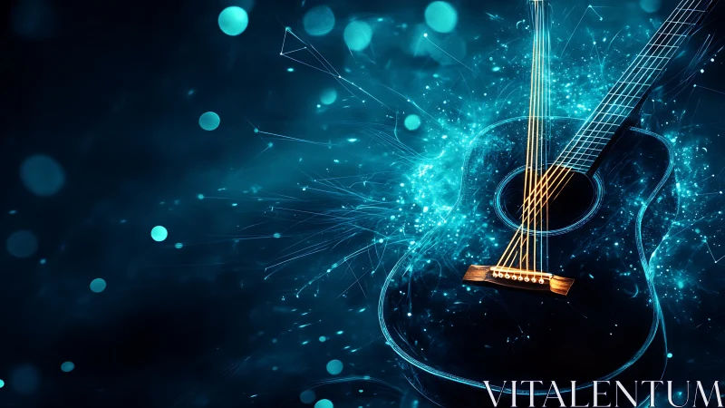 Starlit Neon Guitar Casting Sparks Across Electric Night.