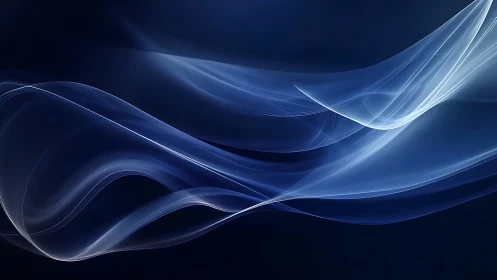 Luminous blue energy waves sweep across deep navy field.