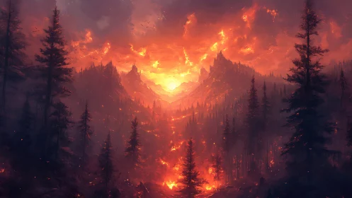 Apocalyptic Valley Engulfed in Firestorm