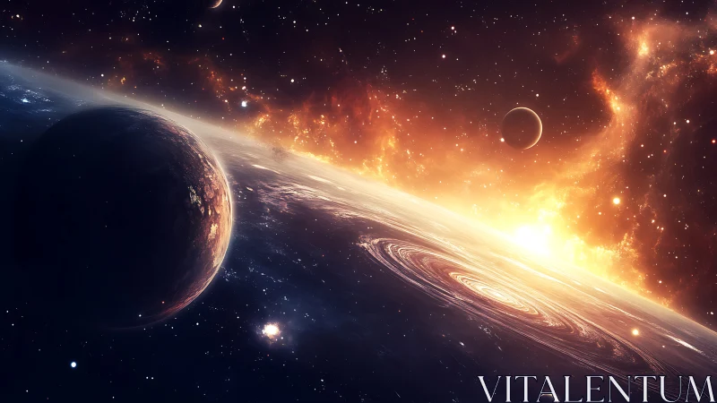 Multiple planets orbit bright nebula over spiral gas disk