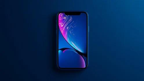 Premium Smartphone Display: Fluid Abstract Interface with Neon Gradient Dynamics.