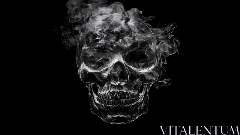 Vaporous skull contour formed by swirling monochrome smoke.