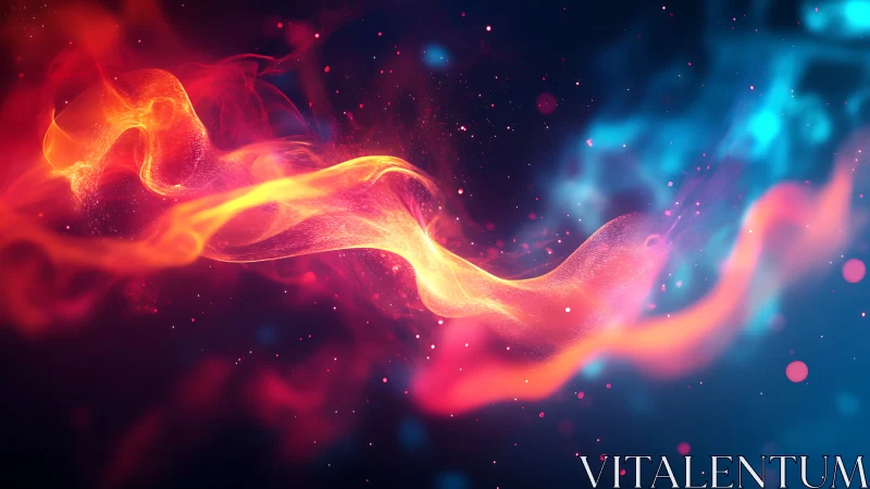 Abstract Energy Waves Collision in Vibrant Red Blue.