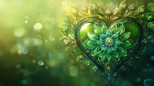 Heart-shaped ornamental structure with floral and botanical elements rendered digitally