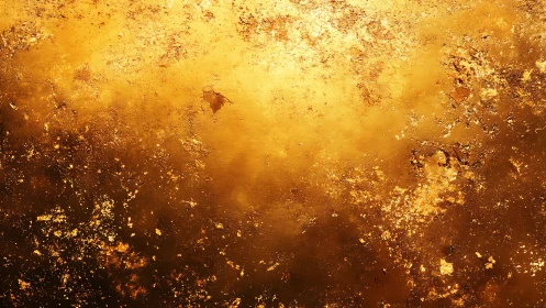 Textured metallic surface shows graded golden corrosion field