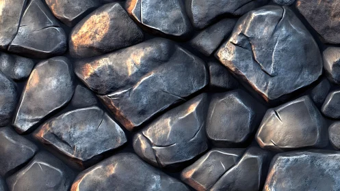 Realistic stone wall texture with rugged, natural rocks in daylight.