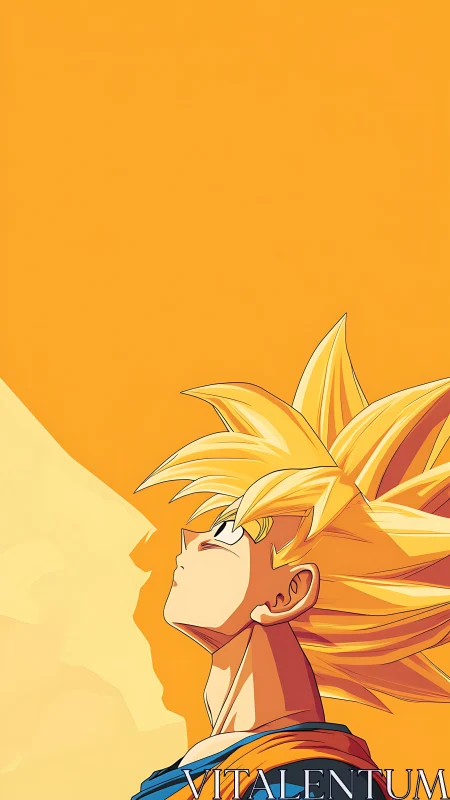 Solar-crest warrior gazes skyward in blazing orange silence.