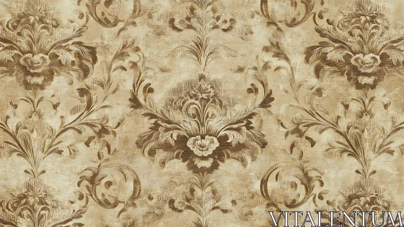 Muted brown damask pattern repeats across textured field