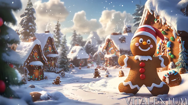 Gingerbread villagers waltz through a sugar snow morning