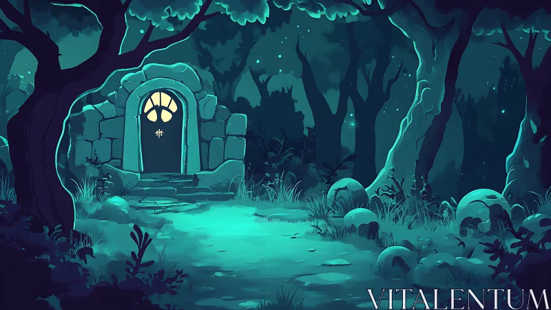 Enchanted Forest Gateway with Bioluminescent Architecture