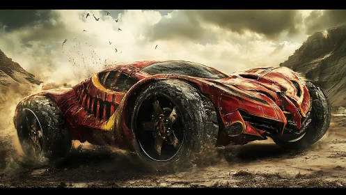 Off-road hypercar drifts through desert dust in cinematic light.