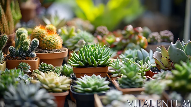 Succulent and cactus collection rendered in shallow depth of field