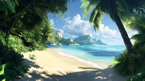 Tropical coastal landscape with mountain formation.