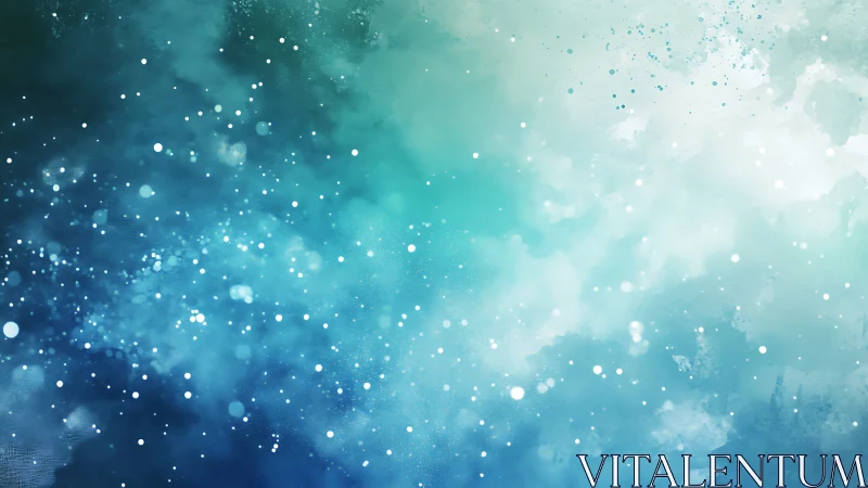 Blue and turquoise abstract particle field with gradients.