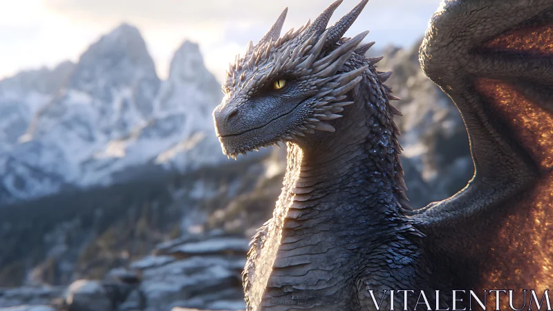 Mountain dawn crowns the vigilant silver dragon sentinel