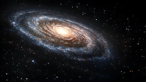 Starlit spiral galaxy swirling through velvet cosmic dark.