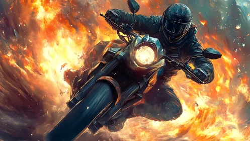 Firestorm rider carves molten trails through the chaos night