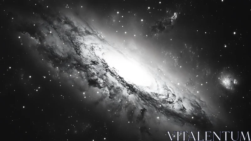 Spiral galaxy core glows amid dense star field in space