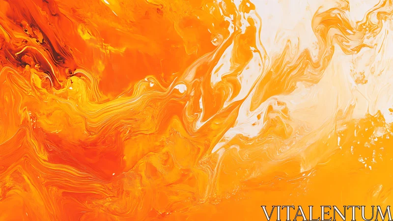 Vibrant orange fluid abstraction explores molten chromatic motion