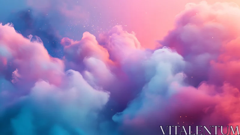 Colorful digital cloudscape with glowing pastel mist.