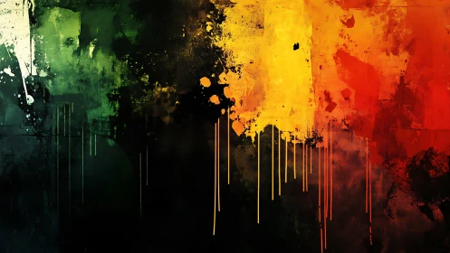 Warm drips of color flowing from deep green to ember red.