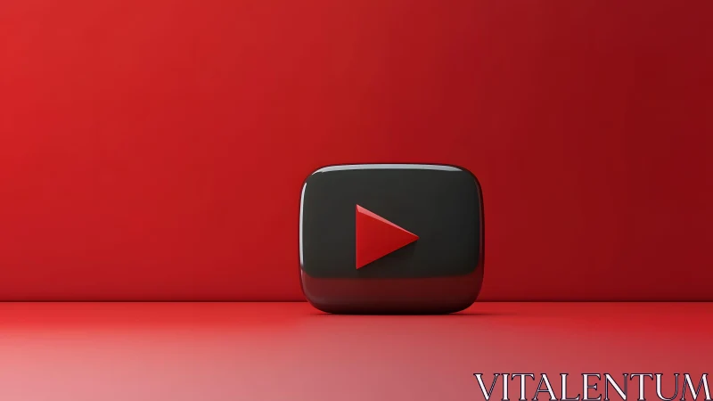 3D YouTube Play Button Icon on Minimal Red Background.