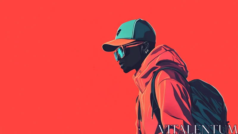 Streetlit wanderer slices neon silence in stylized profile