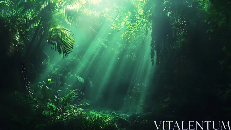 Sunlit Forest Canopy with Mystical Atmosphere