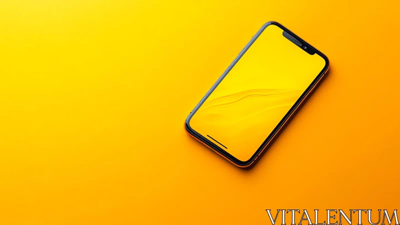 Smartphone lies on yellow surface with matching display